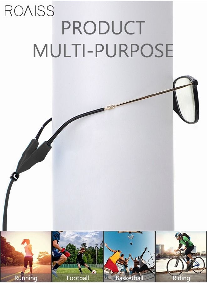roaiss - Eyeglasses Strap-Chains-Cord Eco-Friendly Silicone Sunglass String for Men Women Kids Adjustable Eyewear Retainer with Ear Hooks for Reading Glasses Sports and Outdoor Activities Black - Image 1