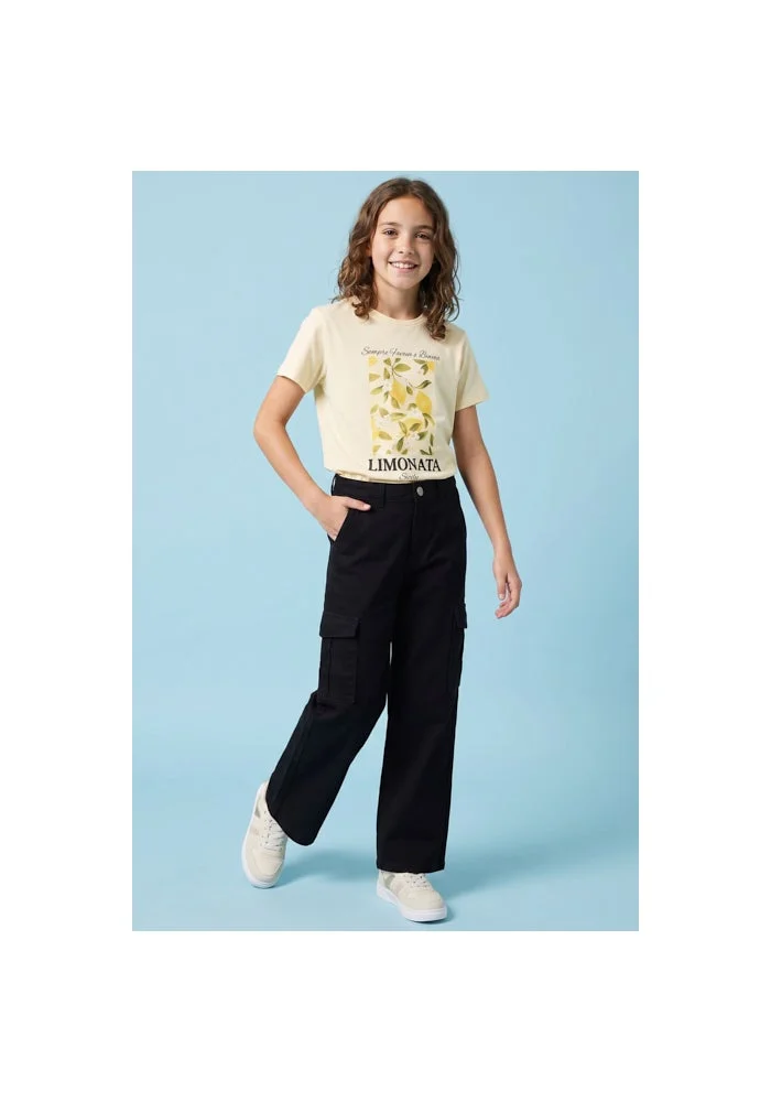 R&b Solid Cargo Pants with Button Closure