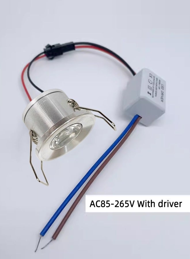 2 حزمة أضواء LED صغيرة مجوفة 3 وات ضوء سقف AC85-265V لغرفة المعيشة الداخلية وغرفة النوم وخزانة المجوهرات وعرض العدادات وسقف المنزل (فضي، 3000K لون أبيض دافئ)  - Image 3