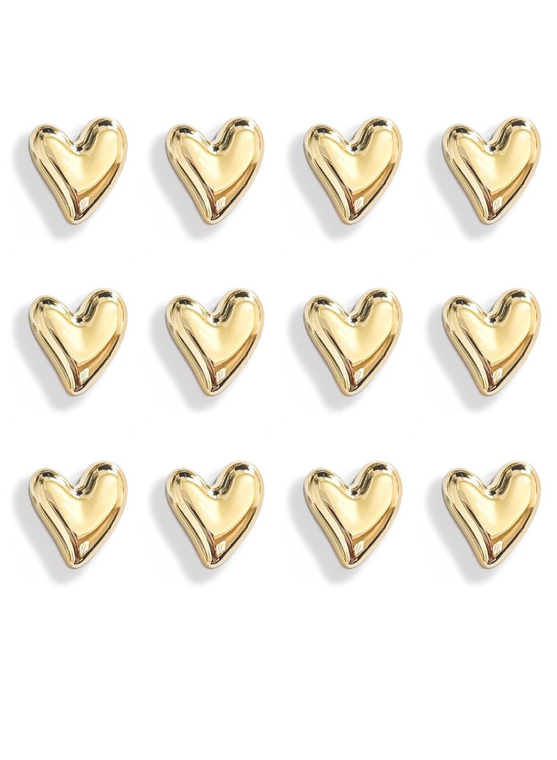 general 12PCS Refrigerator Magnets Gold Magnets for Fridge 0.79in Small Love Heart Cute Decorative Magnet Set for Home Kitchen Office Whiteboard Decor - Image 1