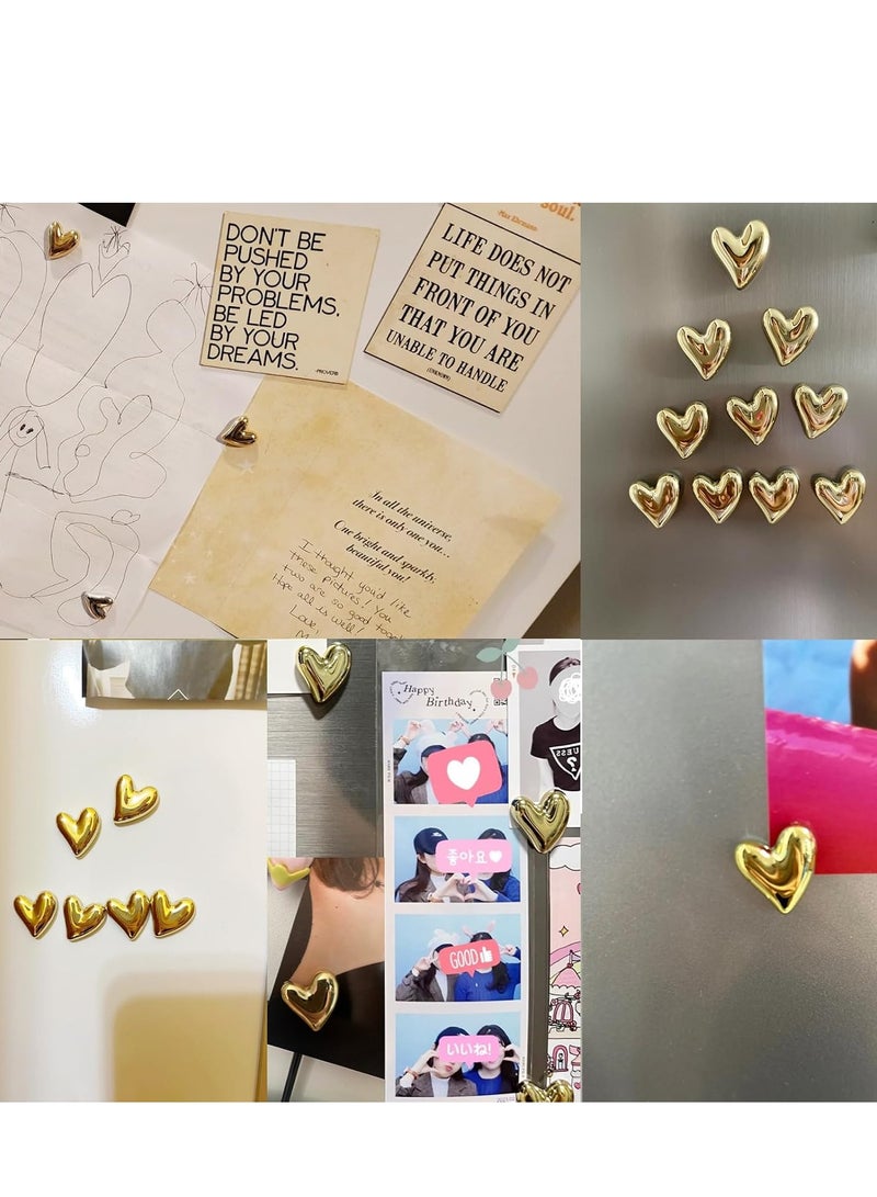 general 12PCS Refrigerator Magnets Gold Magnets for Fridge 0.79in Small Love Heart Cute Decorative Magnet Set for Home Kitchen Office Whiteboard Decor - Image 3