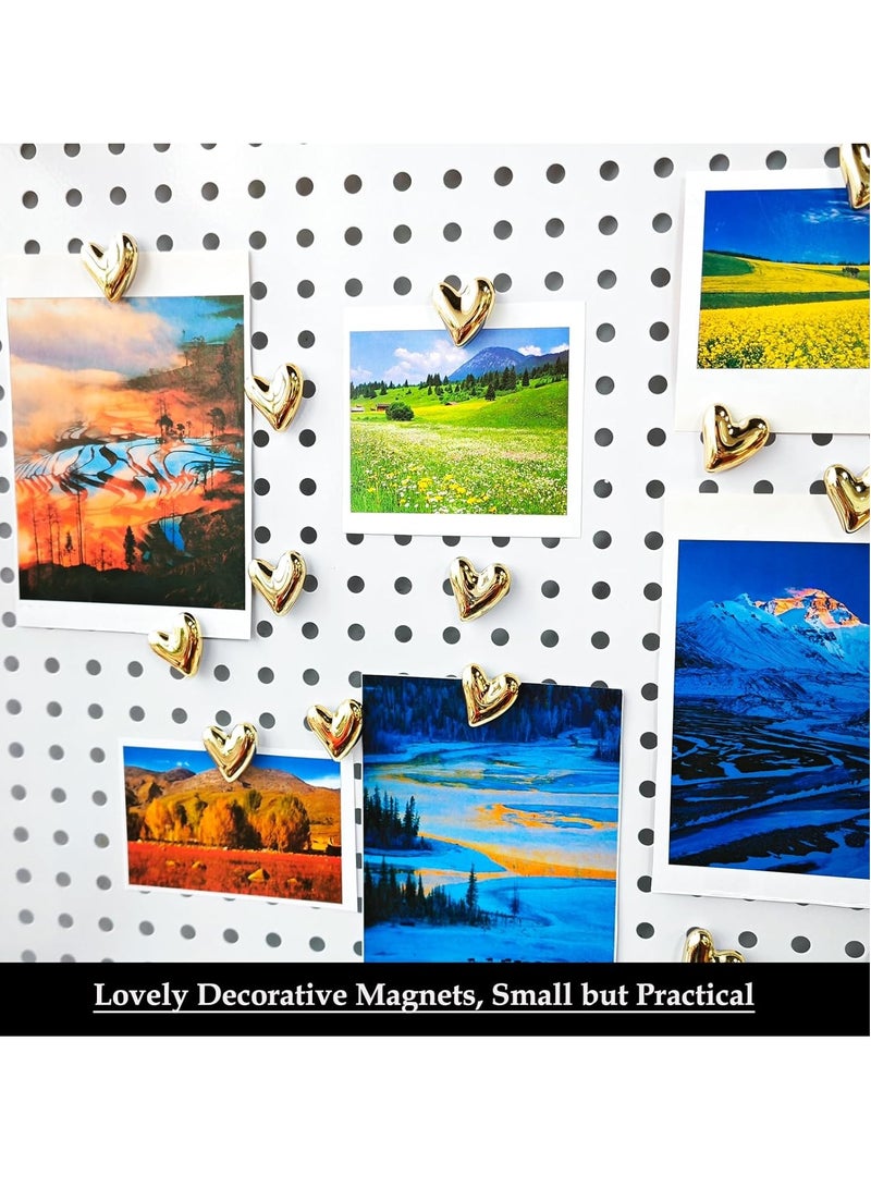 general 12PCS Refrigerator Magnets Gold Magnets for Fridge 0.79in Small Love Heart Cute Decorative Magnet Set for Home Kitchen Office Whiteboard Decor - Image 5
