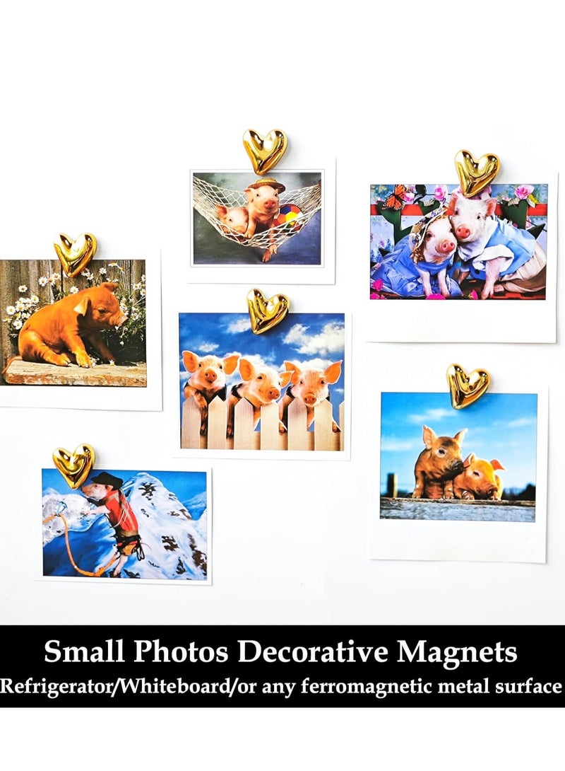 general 12PCS Refrigerator Magnets Gold Magnets for Fridge 0.79in Small Love Heart Cute Decorative Magnet Set for Home Kitchen Office Whiteboard Decor - Image 2