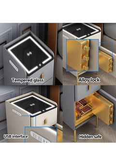 Kidle Smart Bedside Table Safe Integrated Home Anti-Theft Multifunctional Wireless Charging with Light USB Light Luxury Bedside Cabinet  - Image 2