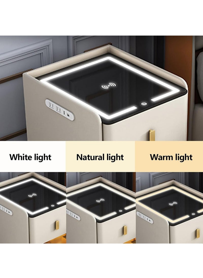 Kidle Smart Bedside Table Safe Integrated Home Anti-Theft Multifunctional Wireless Charging with Light USB Light Luxury Bedside Cabinet  - Image 5