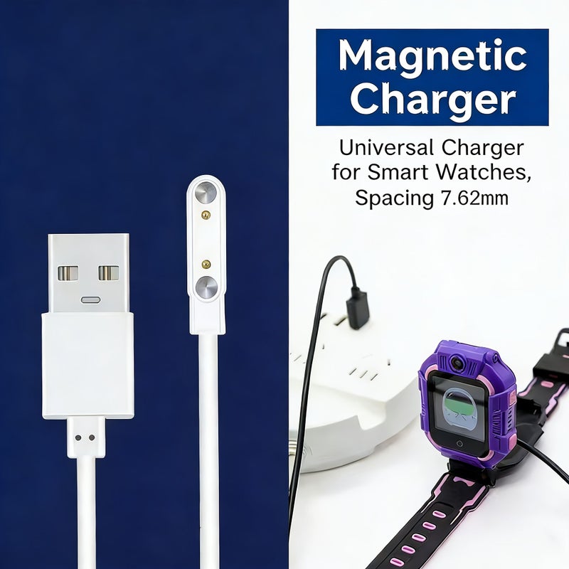2 Pin Magnetic Charging Dock For Smart Watch 2P 7.62mm Flat Data Cable - Image 4