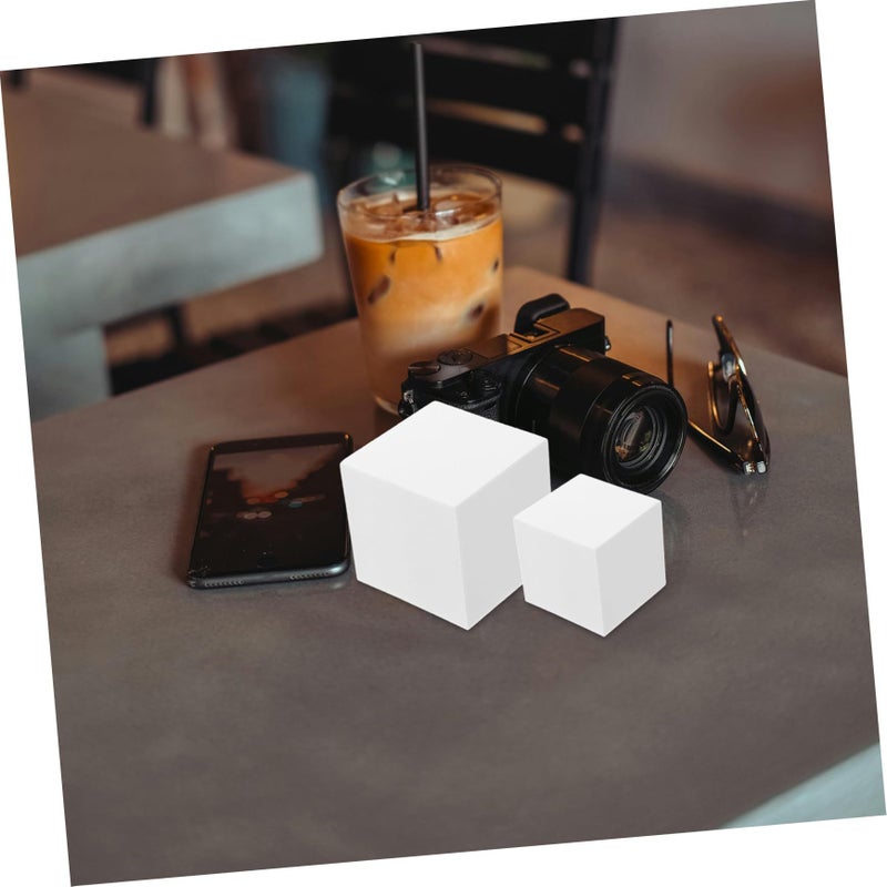 3 Piece White Foam Geometry Cubes for Photography Props Product Makeup Display - Image 3
