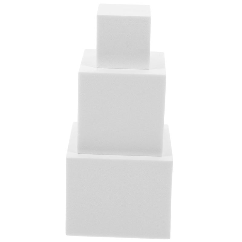 3 Piece White Foam Geometry Cubes for Photography Props Product Makeup Display - Image 1