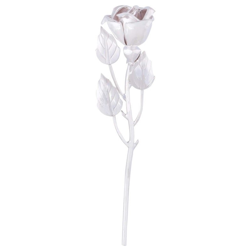 Osasbazaar Sterling Silver Artificial Rose Flower with Purity Certificate and Gift Box Silver Pack of 1 - Image 1