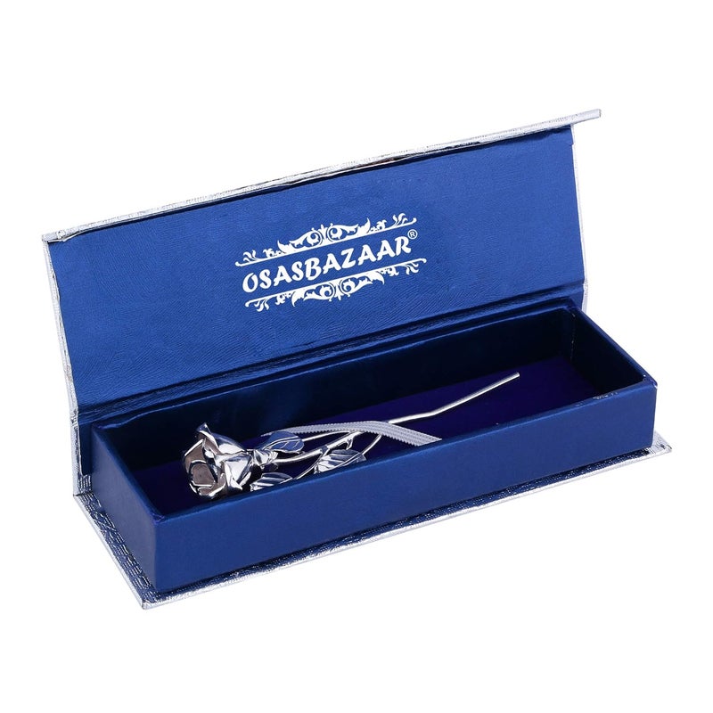 Osasbazaar Sterling Silver Artificial Rose Flower with Purity Certificate and Gift Box Silver Pack of 1 - Image 4