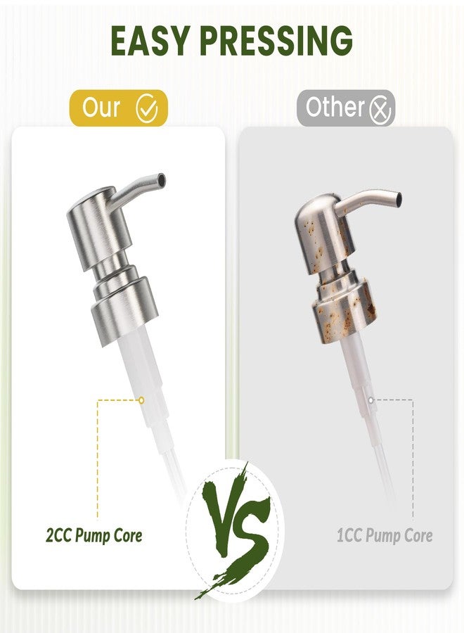 AmazerBath Soap Dispenser, 2 Pack Glass Soap Dispenser with Pump Stainless Steel, 17 Oz Hand Soap Bottles Bathroom Kitchen, Clear - Image 3