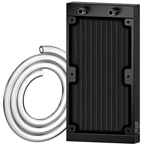 DIYhz 12 Pipe Aluminum 240mm CPU PC Water Cooling Radiator, 120mm Fanless, DC12V Black - Image 1