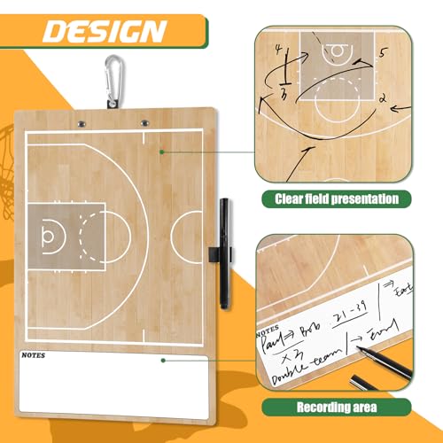 HIGHRAZON Basketball Coaches Clipboard,White Double-Sided Dry Erase Coach Clipboard, Color Basketball Whiteboard for Coaches, White Board with Marker for Coaches Gift - Image 3