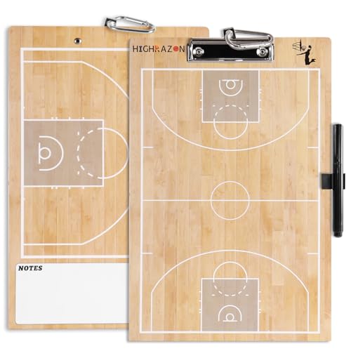 HIGHRAZON Basketball Coaches Clipboard,White Double-Sided Dry Erase Coach Clipboard, Color Basketball Whiteboard for Coaches, White Board with Marker for Coaches Gift - Image 1