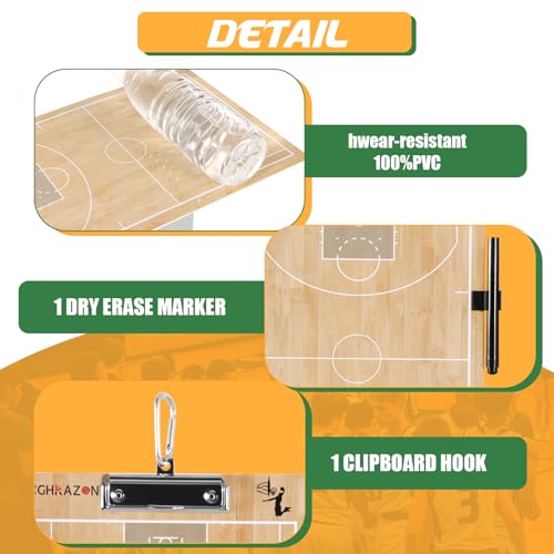 HIGHRAZON Basketball Coaches Clipboard,White Double-Sided Dry Erase Coach Clipboard, Color Basketball Whiteboard for Coaches, White Board with Marker for Coaches Gift - Image 4