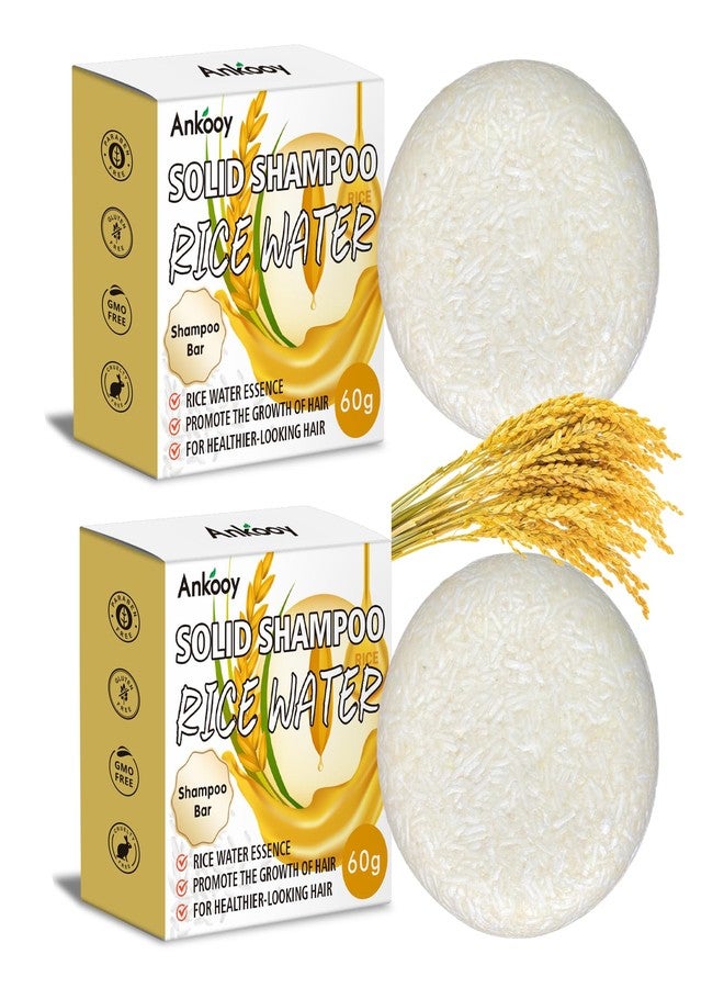 ANKOOY 2 Pack Rice Water Shampoo Bar,Rice Shampoo Bars for Hair Growth,Dry Hair Shampoo Soap for Hair Care,Solid Soap for Women and Mens,Moisturizing for All Hair Types - Image 1