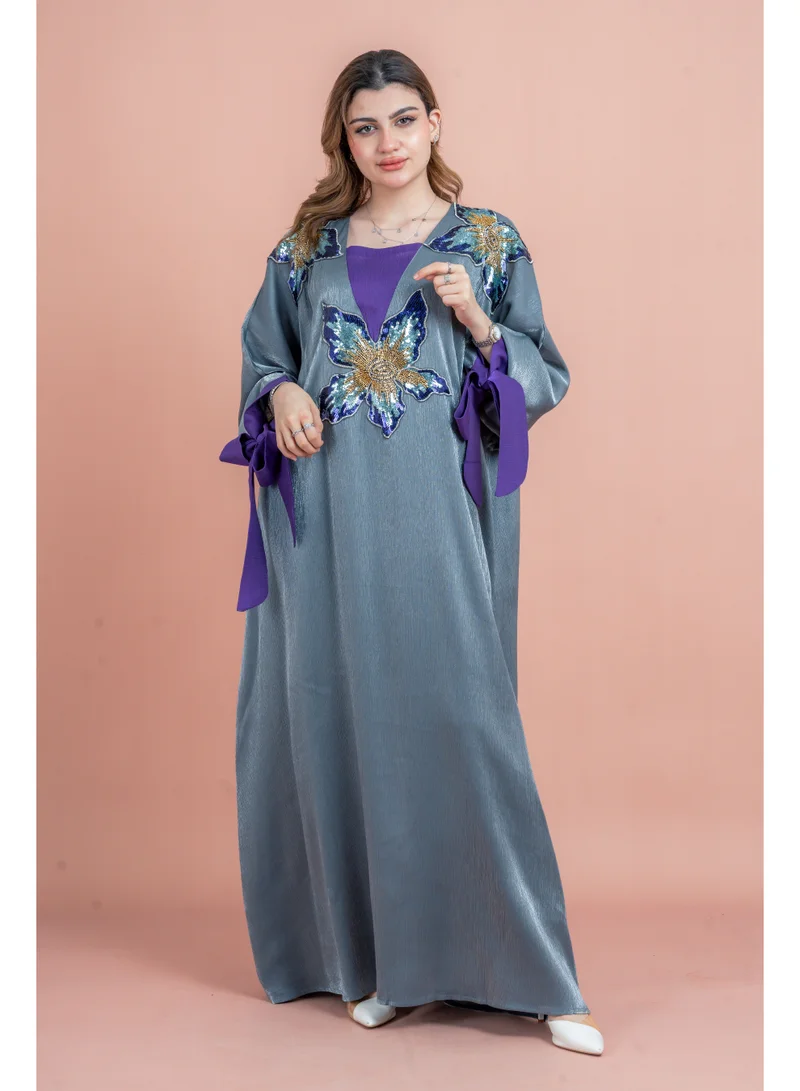 IKKXA Crystal Handwork Modern Jalabiya IK1048 Grey