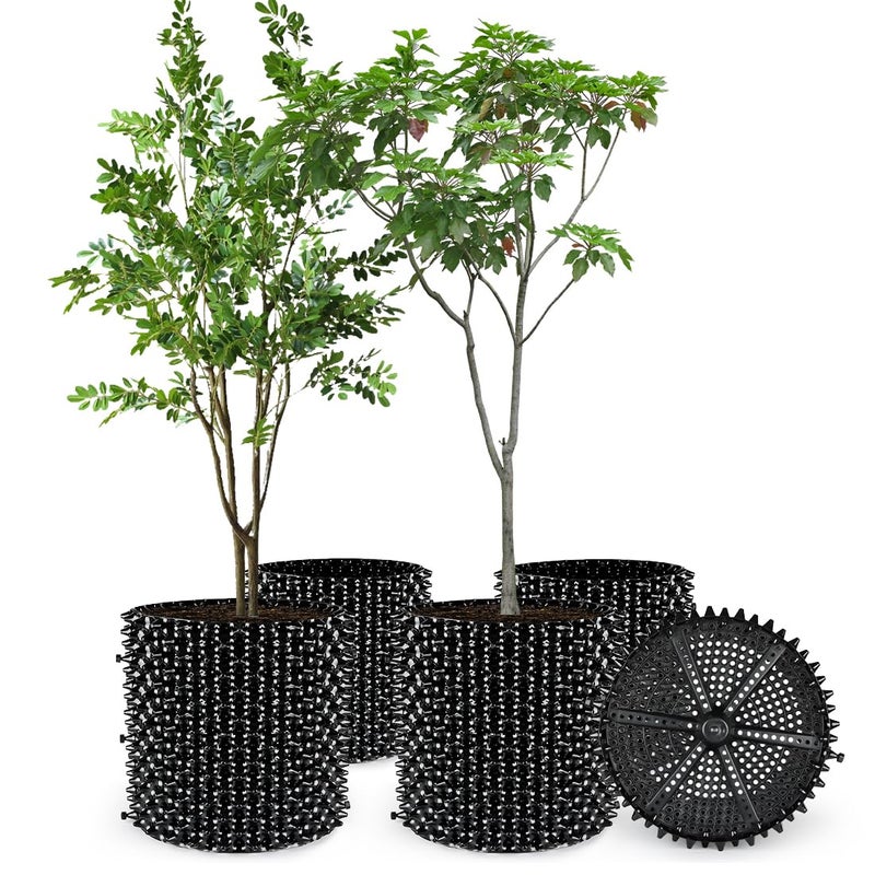 RooTrimmer 14 Gallon Air Pruning Planters, Plastic Pots for Plants, Large Plant Pots, Fruit Vegetable Garden Self-Planting Planters, Size 16"x16", Black, 5P - Image 1