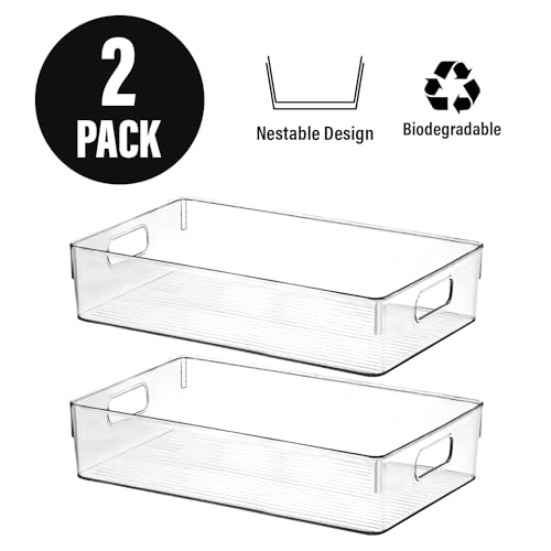 ShelfShaper Clear Plastic Storage Bins, Perfect for Kitchen Organization or Pantry Organization and Storage, Large Fridge Organizer Plastic Bins, Pantry Organization and Storage Bins, Cabinet Organizers - Image 4