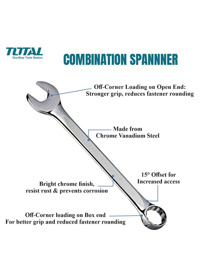 TOTAL Double Side Spanner Size 19 Combination Spanner Cr-V Ring & Open End Spanner 1 Pcs TOTAL TCSPA191 - Image 4