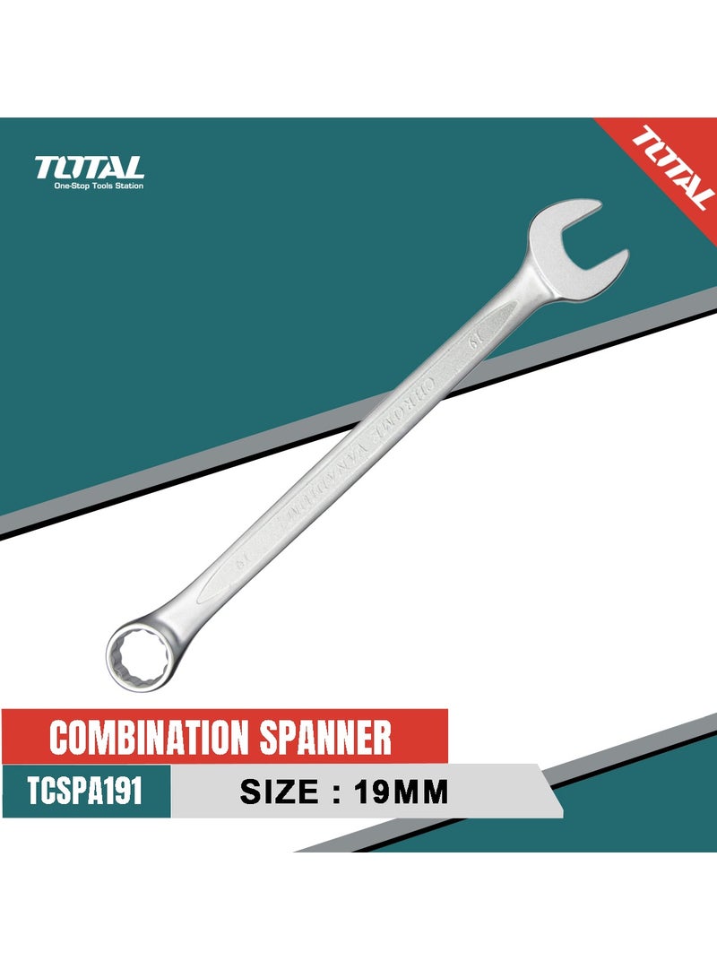 TOTAL Double Side Spanner Size 19 Combination Spanner Cr-V Ring & Open End Spanner 1 Pcs TOTAL TCSPA191 - Image 1
