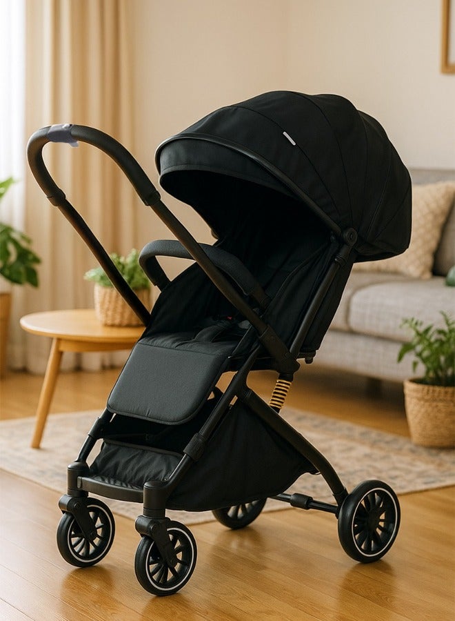 Cady One Lightweight, one-click folding two-way stroller with an oversized canopy suitable for infants from 0 to 36 months, adjustable canopy, comfortable stroller handle for easy towing and air travel, safety belt and a spacious storage basket at the bottom 