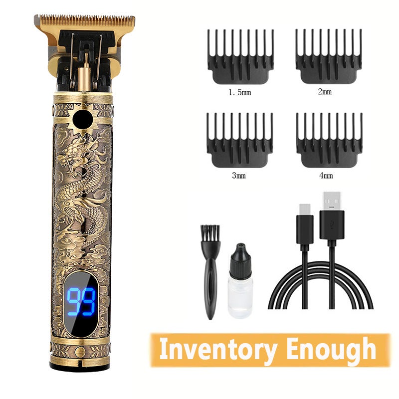 T9 Lcd Digital Display Electric Hair Clipper Shaving Oil Head Electric Clipper Carving Push White Hair Electric Clipper - Image 1