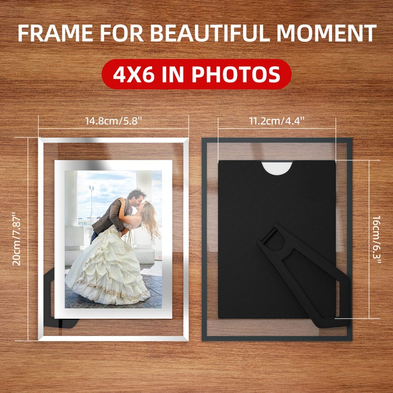 Komimaci 4x6 Picture Frames - Glass Photo Frame for Tabletop/Desktop Display, Horizontal/Vertical Orientation, Silver Finish - Image 2