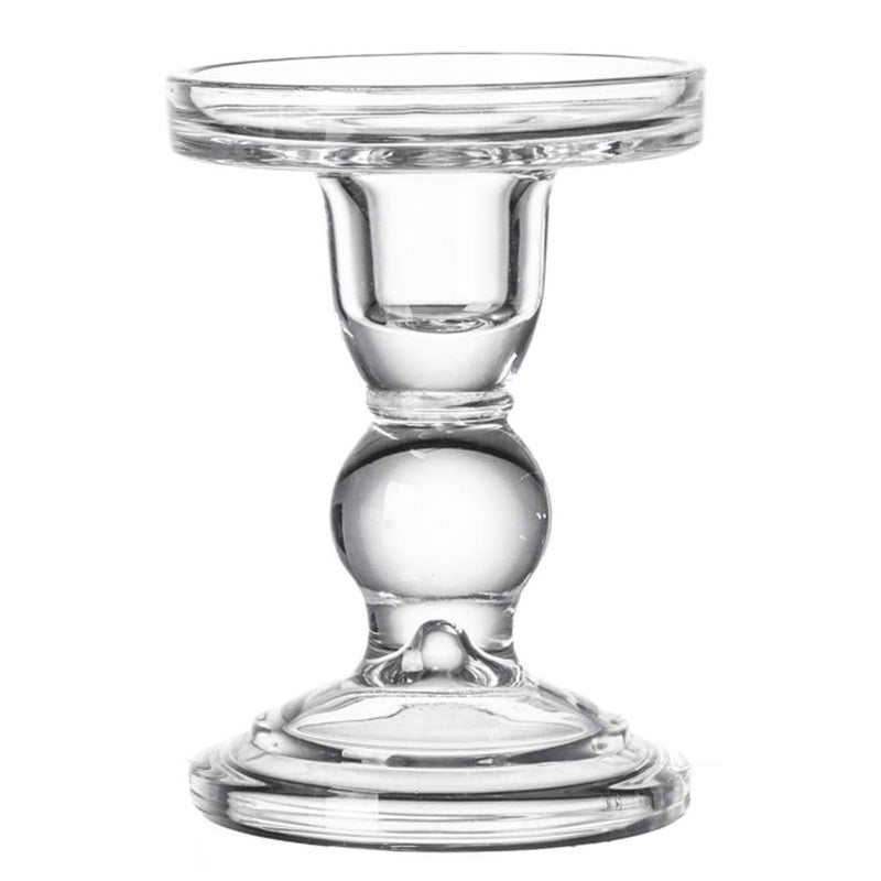 Teensery Glass Candle Holder Clear Pillar Candle Stand Candlestick for Home Wedding Party Decoration Height 35