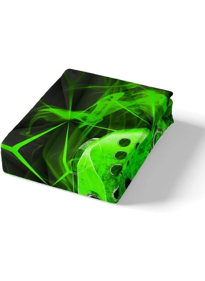 Feelyou Gamer Bedding Set Twin Size Kids Gaming Duvet Cover Set Boys Teens Video Game Comforter Cover Luxury Smoky Style Geometry Bedspread Cover Green Bedroom Decor Quilt Cover With 1 Pillow Case Zipper  - Image 5
