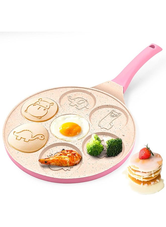 Arabest Animal Induction Pancake Pan, Egg Pan, Omelet Pan, Silver Dollar Pancake Pan, Pancake Maker, Breakfast Omelette 7-Cups Pancake Griddle, Nonstick Egg Cooker for Kids  - Image 1