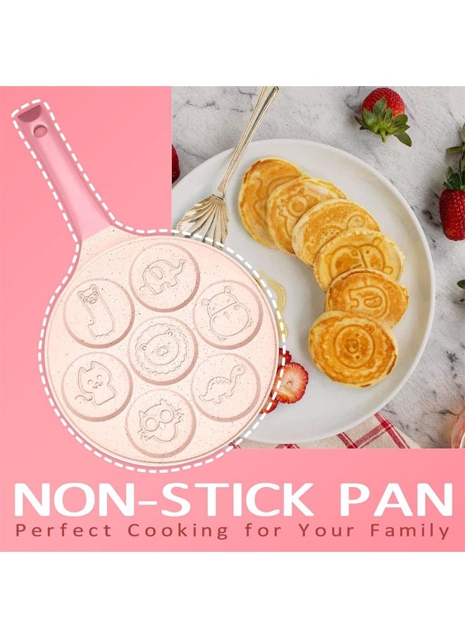 Arabest Animal Induction Pancake Pan, Egg Pan, Omelet Pan, Silver Dollar Pancake Pan, Pancake Maker, Breakfast Omelette 7-Cups Pancake Griddle, Nonstick Egg Cooker for Kids  - Image 2