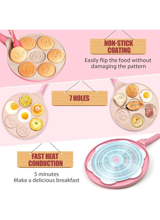Arabest Animal Induction Pancake Pan, Egg Pan, Omelet Pan, Silver Dollar Pancake Pan, Pancake Maker, Breakfast Omelette 7-Cups Pancake Griddle, Nonstick Egg Cooker for Kids  - Image 3