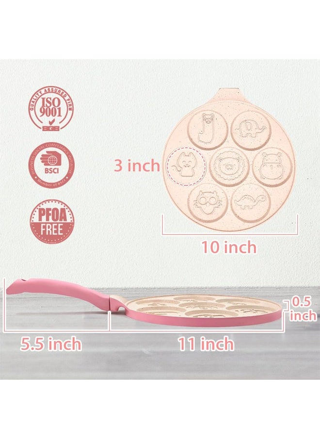 Arabest - Animal Induction Pancake Pan, Egg Pan, Omelet Pan, Silver Dollar Pancake Pan, Pancake Maker, Breakfast Omelette 7-Cups Pancake Griddle, Nonstick Egg Cooker for Kids - Image 1
