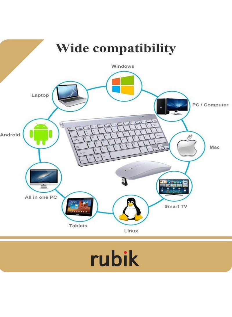 Rubik 2.4Ghz Wireless Keyboard And Mouse Combo Ultra Thin Portable Keyboard Compatible with Computer, Laptop, Desktop, PC, Mac, For Windows XP/Vista / 7/8 / 10, OS Android  - Image 2