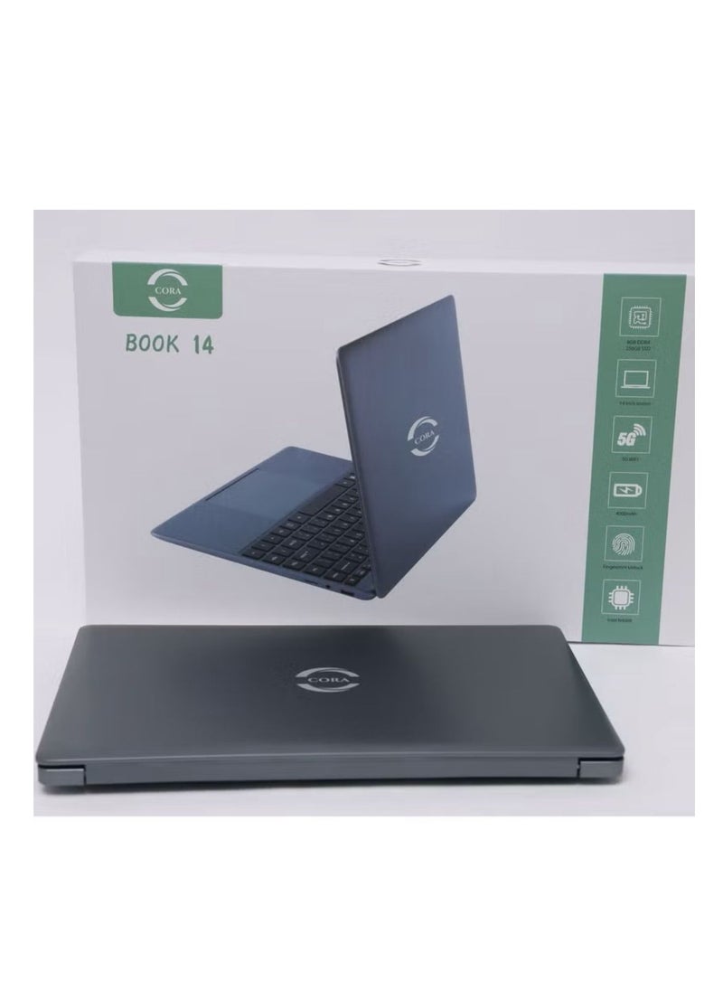 CORA Laptop 14 Inch Display, Thin and Lightweight, intel N4000 Processor/8GB RAM/256GB SSD/Intel HD Graphics /Windows 10/ English/Arabic Grey