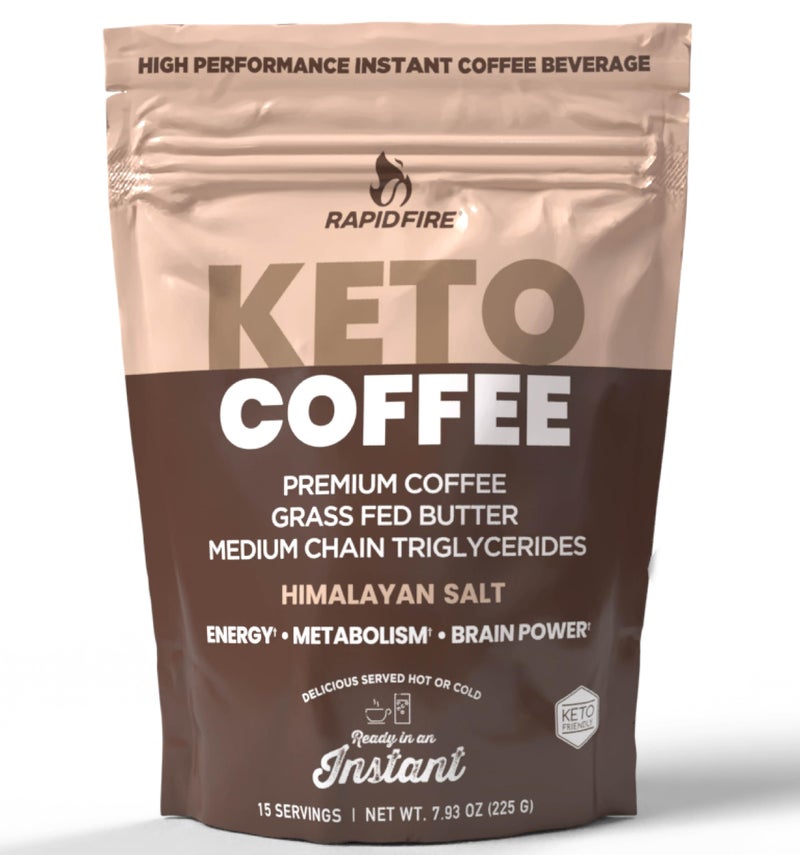 Rapid Fire Rapidfire Ketogenic High Performance Instant Coffee Mix, Supports Energy and Metabolism, 15 Servings, brown, 7.93 ounce (pack of 1) - Image 1