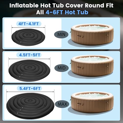 Puzau Inflatable Hot Tub Cover Round Replacement All Saluspa Intex Spa Covers Insert One Size Fits All Insulated Thermal Energy Saving Hot Tub Lid Replacement Used for Rain-Proof Snow-Proof （with Handle） - Image 2