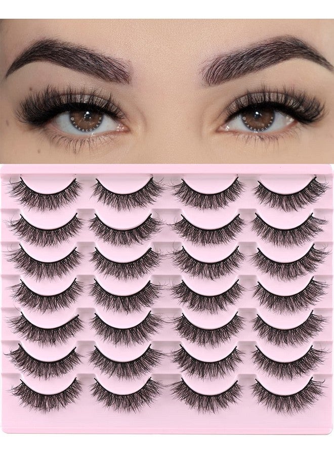 FARRED Lashes Natural Look Short Cat Eye Natural Lashes Fluffy Wispy False Eyelashes 14 Pairs Faux Mink Strip Eye Lashes Pack For Daily Makeup (F1 ; 814Mm)  - Image 1