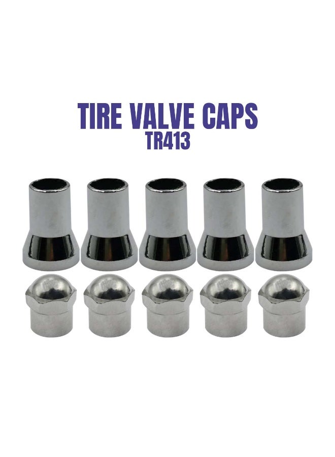 Sports Tire Valve Caps TR413 Weatherproof Cover 5 Pcs, Chrome Plated Valve Cap, Dust Proof Tire Valve Protection for Car Bike Motorcycle - Image 3