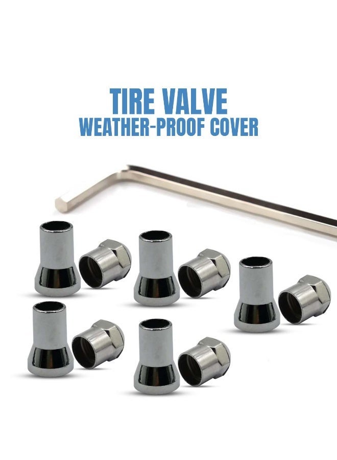Sports Tire Valve Caps TR413 Weatherproof Cover 5 Pcs, Chrome Plated Valve Cap, Dust Proof Tire Valve Protection for Car Bike Motorcycle - Image 1