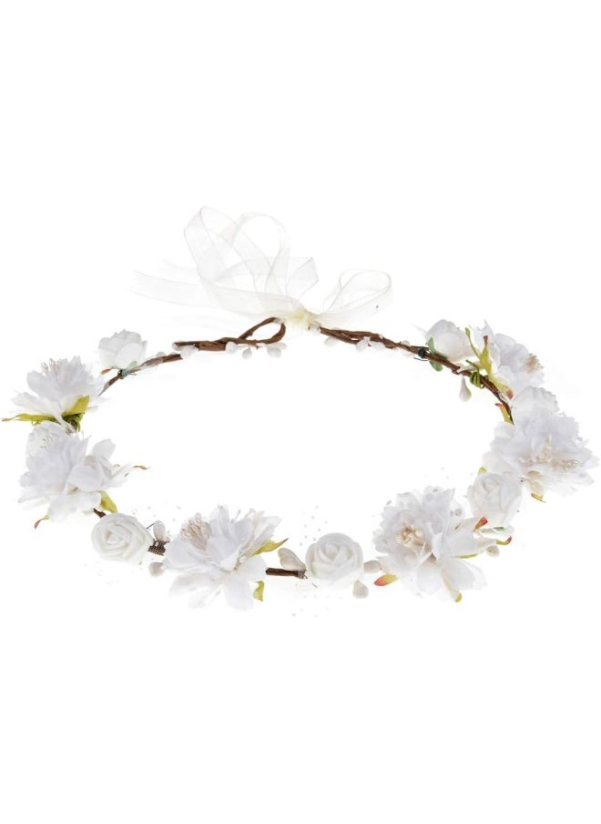 DDazzling DDazzling Girls Breath Crown Flower Girl crown Floral Headband Wedding Hair Wreath Photo Props, White, Free Size  - Image 1