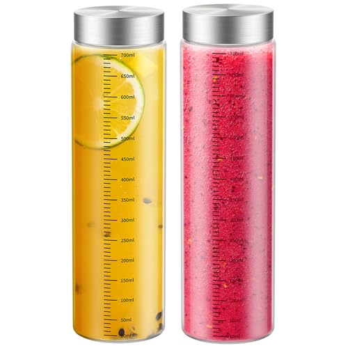CWHHRN 25 Oz Glass Juice Bottles, 2 Pack Glass Bottles with Lids, BPA Free, Borosilicate Glass, Leak Proof Lids for Juicing, Smoothies, Water Bottles, Food Storage, Shaker Bottles - Image 1