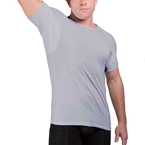 Ejis Sweatproof Undershirt for Men | Crew Neck Cotton | Classic Fit T Shirt with Sweat Pads | Odor Resistant | Blocks Sweat (XXX-Large, Grey) - Image 1
