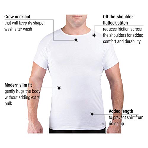 Ejis Sweatproof Undershirt for Men | Crew Neck Cotton | Classic Fit T Shirt with Sweat Pads | Odor Resistant | Blocks Sweat (XXX-Large, Grey) - Image 4