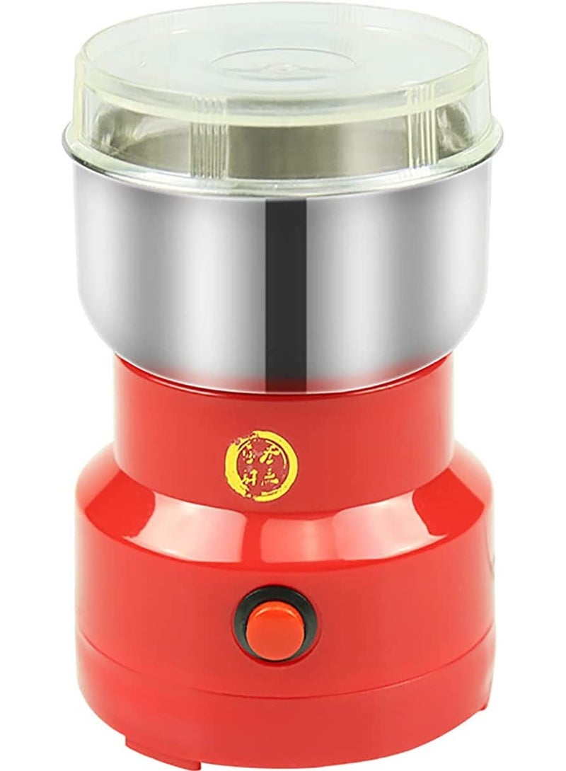 DubaiGallery Mini Electric Stainless Steel Coffee Spice Nuts Grains Bean Grinding Multifunctional Electric Grinder Home Blender Dry EU US Plug Red