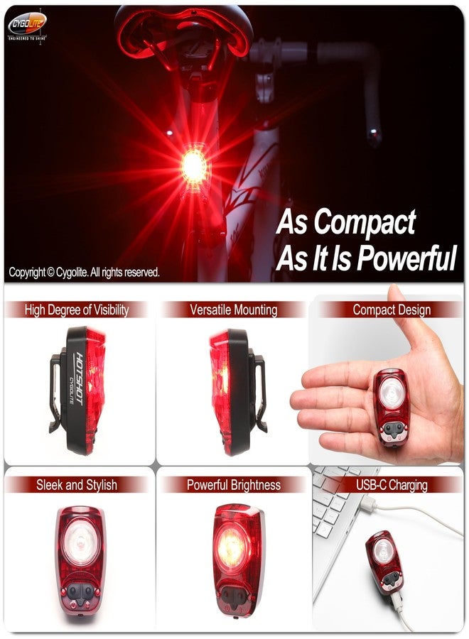 Cygolite مصباح خلفي للدراجة Cygolite Hotshot 120 لومن - 7 أوضاع ليلية ونهارية - سرعات وميض قابلة للتعديل من قبل المستخدم - تصميم مدمج - مقاوم للماء IP64 - قابل للشحن عبر USB-C - رائع للطرق المزدحمة - Image 5