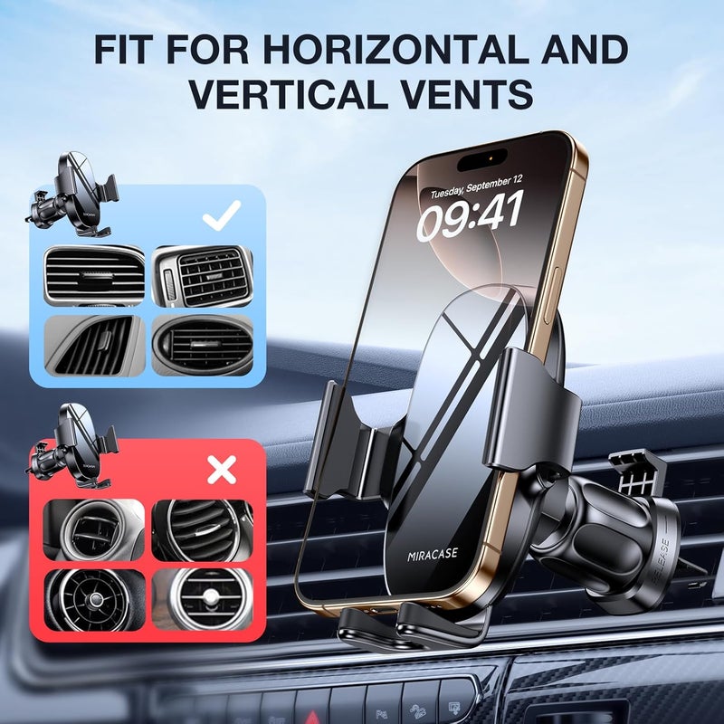 Miracase Upgraded-2nd Generation Universal Phone Holders for Your Car, Hands Free Air Vent Car Phone Holder Mount Compatible with iPhone 16/15/14/13/12/11 Series and All Phones - Image 5