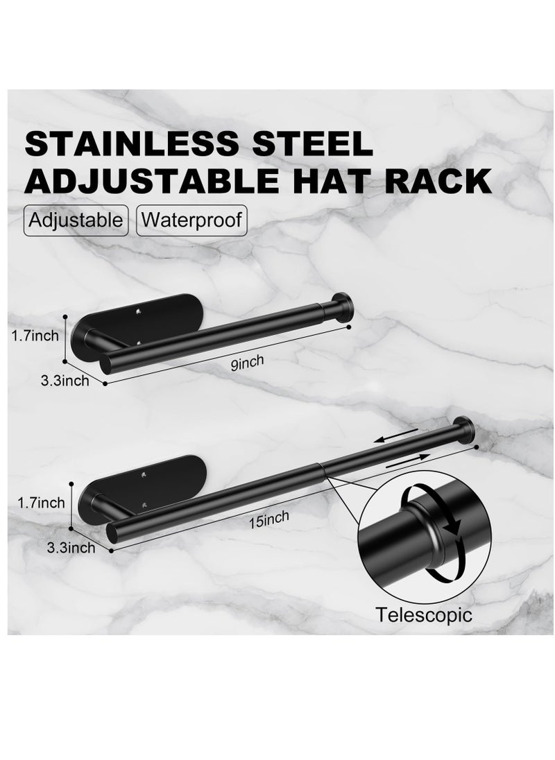 Excefore 2 Pack Hat Racks for Baseball Caps, Retractable Hat Organizer Holder 20 Caps Stainless Steel Hat Storage Hooks Hanger Strong Adhesive Or Wall Drilled For Closet/Door/Living Room/Bedroom/Entryroom  - Image 2