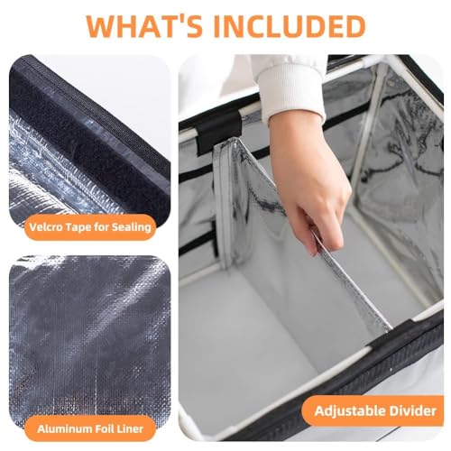 TooCust Large Insulated Food Delivery Bag with Fixed Base and Internal Frame, XXXL 20.5" x 16" x 16", Commercial Pizza Delivery Bag w/Divider, Waterproof & Foldable Catering Bag Food Deliveries, Black - Image 5